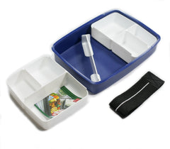 Japanese Modern/Traditional Compartmental Bento Box, Chopsticks, Elastic Band (BLUE)